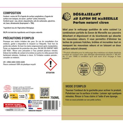 Dégraissant au savon Marseille 750ml SPADO ORIGINES