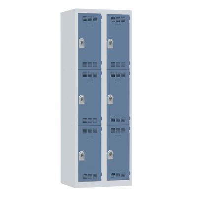 Vestiaire monobloc 2 colonnes 3 cases perle/bleu 180 x 60 x 50 - SNOR