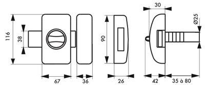 Verrou de porte d'entrée universel ajustable à languette avec bouton et cylindre de 35 à 80 mm doré 3 clés THIRARD