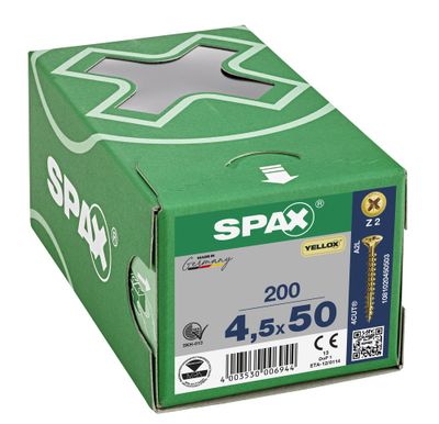 Vis tête fraisée PZ 4,5 x 50 mm par 200 SPAX