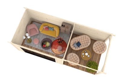 Abri de jardin bois Lydia + Pergola Naturel 17,8m2 Livraison à domicile incluse