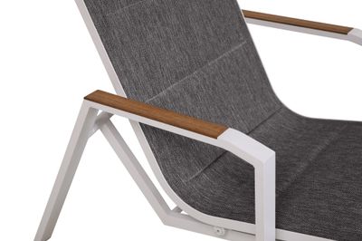 Bain de soleil à bascule aluminium blanc et textilène gris anthracite  BARCELONE - BOCARNEA