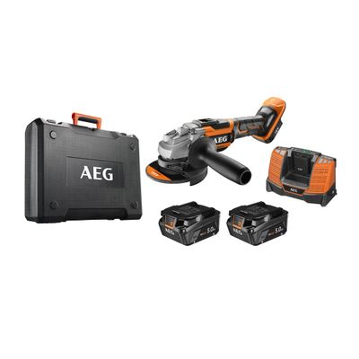 Meuleuse Brushless BEWS18-125BL LI-502C avec 2 batteries 5 Ah et chargeur - AEG