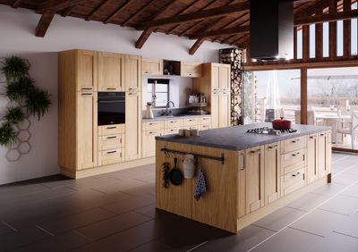 Porte et façade tiroir pour meuble bas de cuisine Lounge chêne verni 70 x 60 cm OFITRES