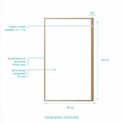Pare-baignoire rabattable 140x80 cm Wooden Edge AURLANE
