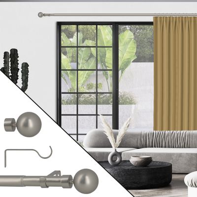 Kit tringle à rideaux extensible en métal de 1.20 à 2.10 m diam 25 à 28 mm Finition Nickel mat- MOBOIS