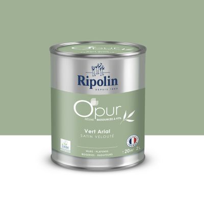 Peinture O'pur murs boiseries radiateurs Vert Arial satin 2 L - RIPOLIN