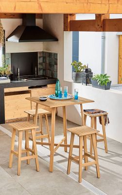 Table mange debout carré LEXI bois 102x80x80 cm 4 places - PROLOISIRS