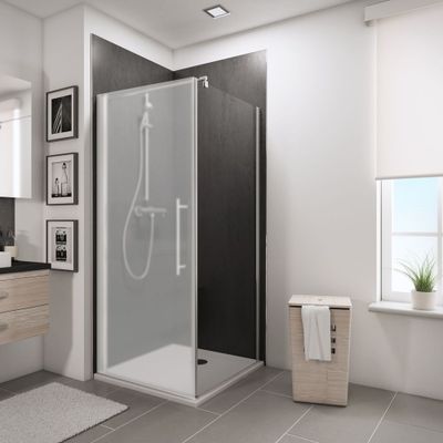 Paroi de douche latérale fixe 90x193 cm pour porte pivotante profilé chrome verre transparent 5 mm NewStyle - SCHULTE