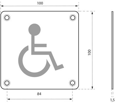 Plaque signalétique à visser Wc handicapé 100 x 100 mm THIRARD
