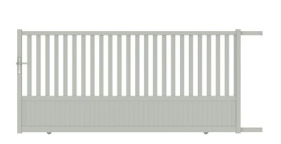 Portail coulissant aluminium CHAMBERY l.3,50 x l.1,55 gris clair JARDIMAT