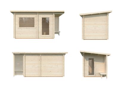 Sauna extérieur Palmako Sanna 4,1m² double vitrage et pergola - 12,6 m² - PALMAKO