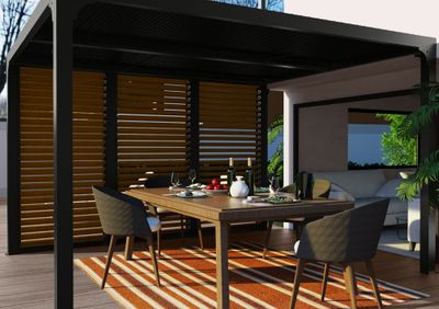 Ventelles aluminium mobiles pour côté 3,60 m pour pergola bioclimatique HABRITA