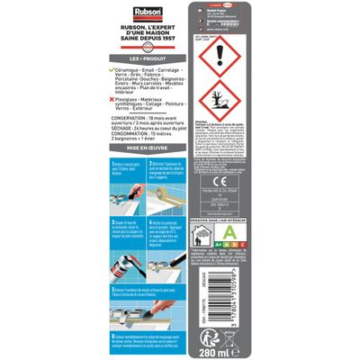 Mastic Silicone Bain & Cuisine Pure inox 280 ml RUBSON