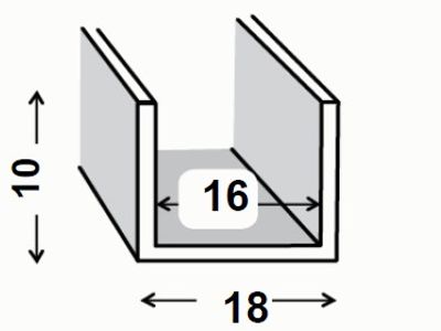 PROFILE U PVC BLANC 10X18X10X1MM INT.16MM 1M CQFD
