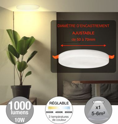 Spot LED encastrable frameless ajustable et extra-plat Ø100mm - Onyx ARLUX