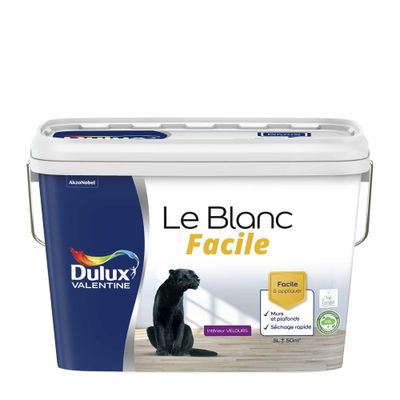 PEINTURE MULTI-SUPPORTS BLANC FACILE BLANC BASE WHITE VELOURS 5L - DULUX VALENTINE