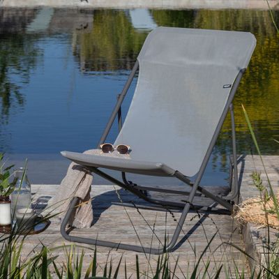 Transat de jardin pliant multi-positions gris terre MAXI TRANSAT - LAFUMA