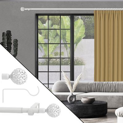 Kit tringle à rideaux extensible en métal de 1.60 à 3 m diam 16 à 19 mm Finition Blanc- MOBOIS