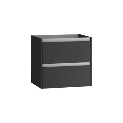 Caisson de salle de bains Thana 2 tiroirs L60 x H55 x P45 cm panneau de particules anthracite mat