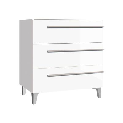 Meuble de salle de bains Cies 3 tiroirs L80 x H84 x P45 cm panneau de particules blanc