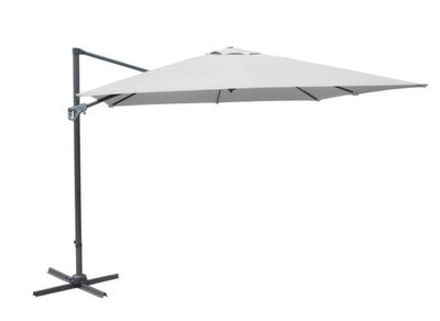 Parasol déporté 3 x 4 m à manivelle inclinable aluminium châssis gris et toile écru - PROLOISIRS