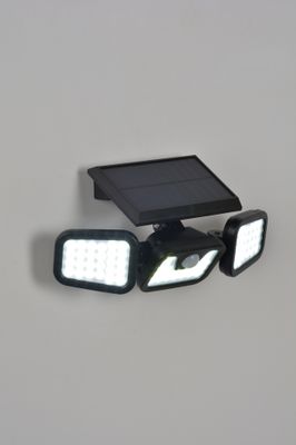 Projecteur extérieur LED solaire + détecteur de mouvements Horus noir IP44 600 lumens lumière du jour - COREP