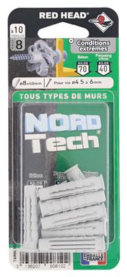 Chevilles Nortech 8 x 40 mm par 10 RED HEAD