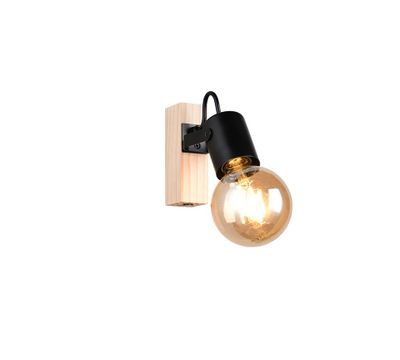 Spot E27 Lynar noir et bois 10W - REALITY