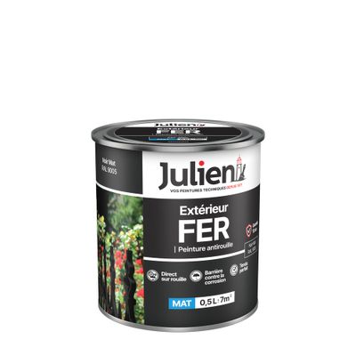 Peinture fer antirouille noir mat 0,5 L - JULIEN