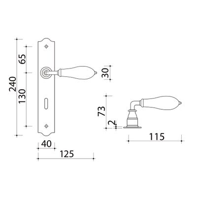 Poignées de porte Ellis fer patiné céramique beige à clé ALPERTEC