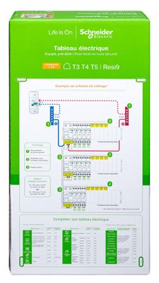 Tableau électrique pré-équipé Resi9XP 3 rangées pour logement T3 à T5 - SCHNEIDER ELECTRIC