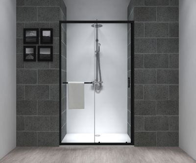 Porte de douche coulissante 120x195 cm profilé noir verre transparent 6 mm Serenity - OCEA