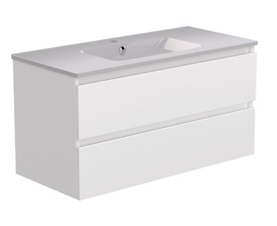 Meuble de salle de bains Evasion 2 tiroirs L100 x H83 x P46 cm panneaux de particules blanc - CONCILIO