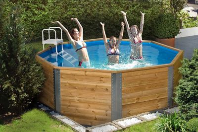 Piscine hors sol ronde bois massif Ø 325 cm  104 x 157 cm hauteur 116 cm, Livraison à domicile incluse - WEKA