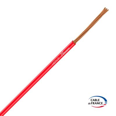 Fil électrique H07V-R 16 mm² semi-rigide rouge au mètre - NEXANS