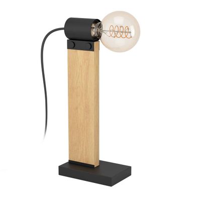 Lampe à poser E27 Bailrigg bois et noir 40W - EGLO