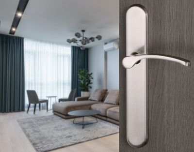 Poignées de porte sur plaques sans trou Absolu nickel mat ALPERTEC