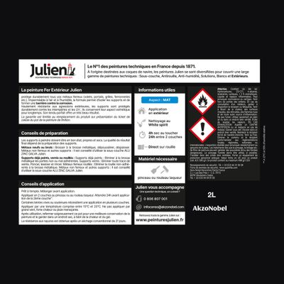 Peinture fer noir mat 2 L - JULIEN