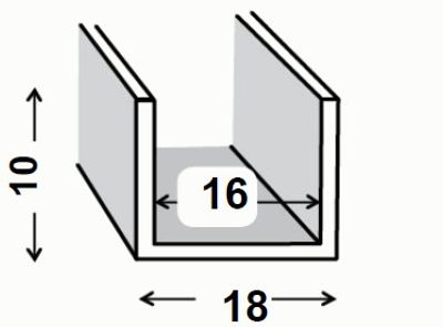 Profilé U PVC blanc 10 x 21 x 10 x 1 mm intérieur 19 mm 2,60 m CQFD