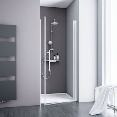 Porte de douche pivotante 70x192 cm profilé chrome verre transparent 5 mm New Style - SCHULTE
