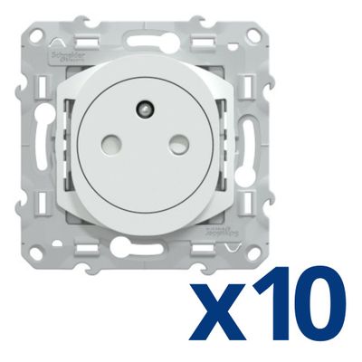 Prises 2 pôles + terre Ovalis affleurante blanc par 10 - SCHNEIDER ELECTRIC