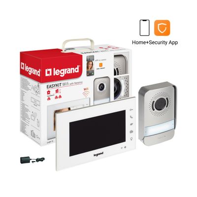 Visiophone connecté WiFi écran 7 pouces blanc avec platine  - Easykit with Netatmo LEGRAND