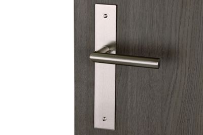 Poignées de porte sur plaques sans trou Edison nickel mat ALPERTEC