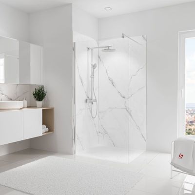 Panneaux muraux de douche 100+100x210 cm marbre de carrare DécoDesign Softtouch - SCHULTE