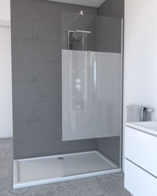 Paroi de douche à l'italienne 80x200 cm profilé chrome verre dépoli 8 mm Parma - AURLANE