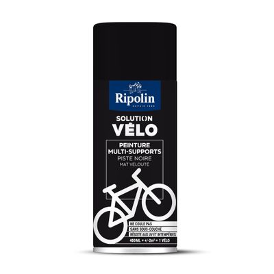 Bombe de peinture multi-supports solution vélo piste noire mat velouté 400 mL - RIPOLIN