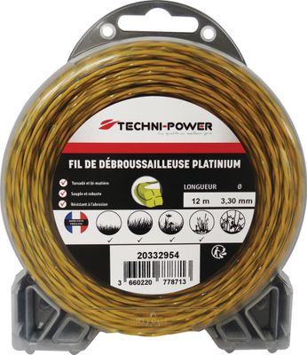 Fil nylon torsade platinium 3 mm 12 m TECHNI-POWER
