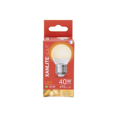 Ampoule LED sphérique E27 opaque 5W = 470 lumens blanc chaud - XANLITE
