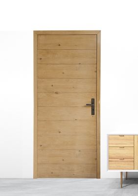 Bloc-porte fin de chantier H.204 X l.93 cm décor plaqué chêne ALTAÏ âme pleine poussant droit - SMIS